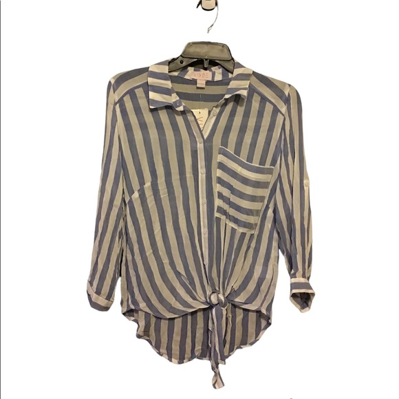 Vixbe Tompkins Tie Front Striped Blouse - Picture 1 of 6